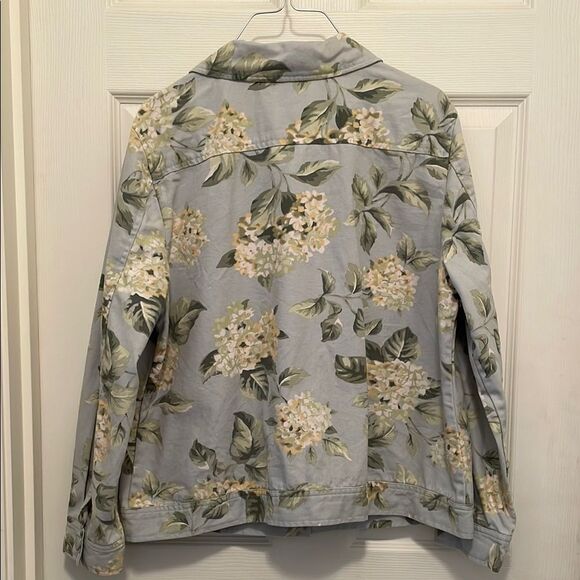 Appleseed's Petites Denim Jacket Blue Floral Women's Petite Large PL Cottagecore - Picture 3 of 4